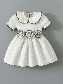 Hopscotch - Rose Applique Half Sleeves Dress