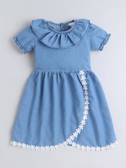 Hopscotch - Blue Denim Lace Trim Dress
