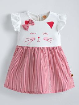 Hopscotch - Kitty Bow Applique Ruffled Dress