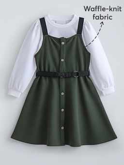 Hopscotch - Ribbed Textured Dress with T-shirt and Belt