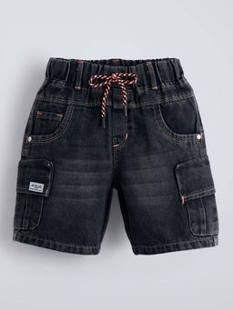 Hopscotch - Black Cotton Denim Shorts