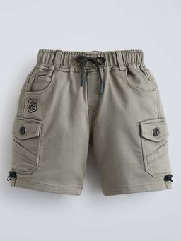 Hopscotch - Green Mid Waist Shorts With Cargo Pocket