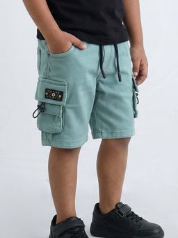 Hopscotch - Teal Mid Waist Shorts With Cargo Pocket