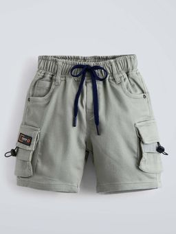 Hopscotch - Green Mid Waist Shorts With Cargo Pocket