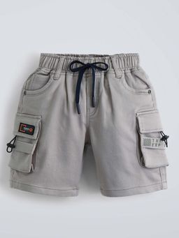 Hopscotch - Grey Mid Waist Shorts With Cargo Pocket