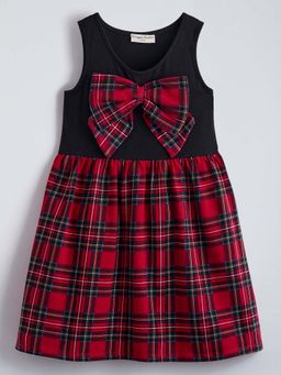 Hopscotch - Checkered Bow Applique Dress