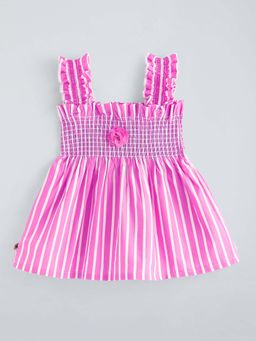 Hopscotch - Floral Applique Smocked Casual Dress