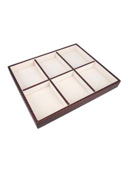 Premsons - Classic Leatherette Layer 6 Section Womens Jewellery Tray - Maroon