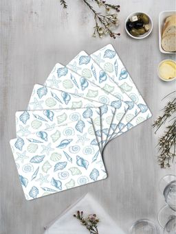 Space of Joy - Blue Green Seashells Premium Printed Rectangular MDF Wooden Placemats