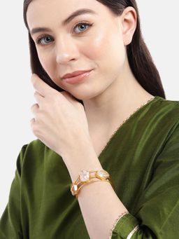 Gahan - Womens Gold-Plated Pearl Adjustable Kada Bracelet