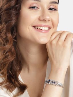 Gahan - Womens Navy Blue American Diamond Silver Plated Bangle Style Bracelet