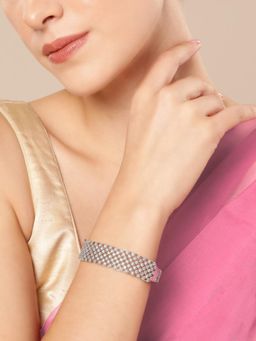 Gahan - Womens American Diamond Silver Plated Bangle Style Bracelet