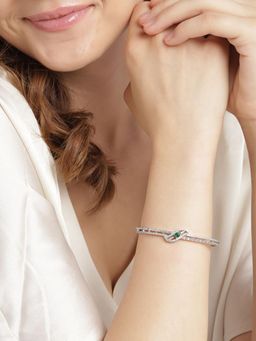 Gahan - Womens Green American Diamond Silver Plated Bangle Style Bracelet