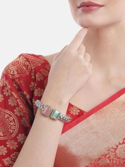 Gahan - Womens Multi-Color American Diamond Gold Plated Bangle Style Bracelet