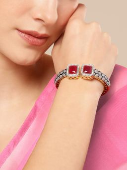 Gahan - Womens Pink American Diamond Gold Plated Bangle Style Bracelet