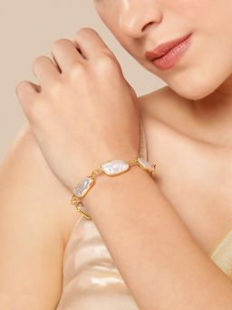 Gahan - Womens White Plated Pearl Adjustable Bracelet