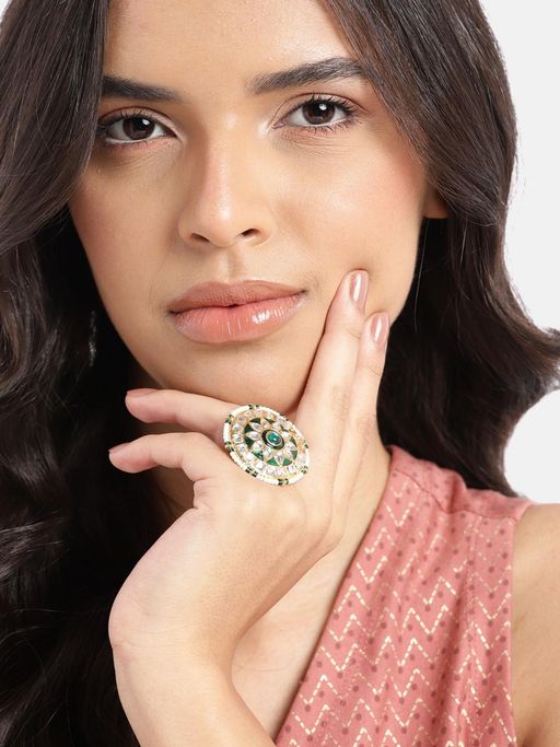Gahan Womens Gold Plated Green Adjusted Ring
