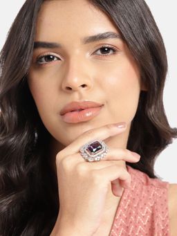 Gahan - Womens Silver Plated Purple Adjusted Ring