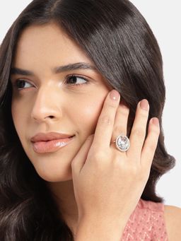 Gahan - Womens Silver Plated Ad Stud Adjusted Ring