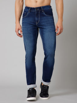 Cantabil - Mens Navy Blue Solid Jeans