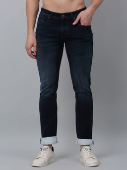 Cantabil - Mens Dark Navy Blue Solid Jeans