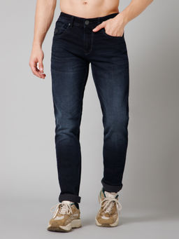 Cantabil - Mens Dark Navy Blue Solid Jeans