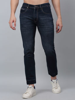 Cantabil - Mens Dark Blue Solid Casual Jeans