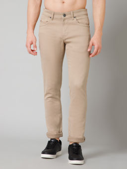 Cantabil - Mens Beige Solid Casual Trousers