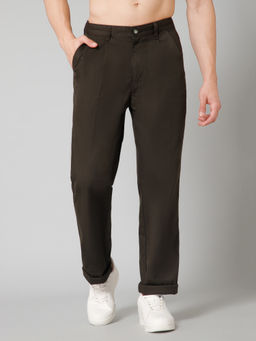 Cantabil - Mens Olive Solid Casual Trousers
