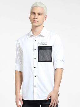 Jack & Jones - White Pocket Detail Full Sleeves Shirt
