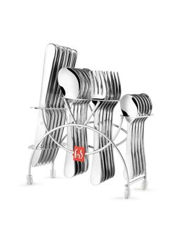 FNS - Victoria Stainless Steel 24 PCs Cutlery Set with Stand (6 Spoon, 6 Fork, 6 Knives, 6 Teaspoon)