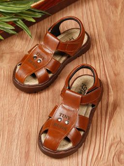 Tiny Bugs - Boys Casual Velcro Sandals - Tan