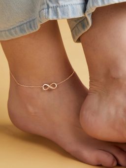 Zavya - Eternal Rose Gold Radiance 925 Sterling Silver Infinity Chain Anklet (Single Piece)