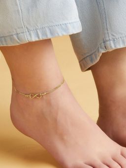 Zavya - Gilded Infinity Duo 925 Sterling Silver Gold-Plated Chain Anklet (Single Piece)