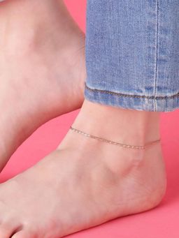 Zavya - Sparkling Rose Gold Plated 925 Sterling Silver Chain Anklets (Single Piece)