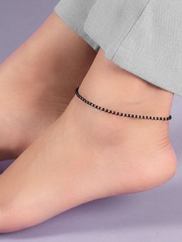 Zavya - Silver Serenity Rhodium-Plated 925 Sterling Silver Anklet (Single Piece)
