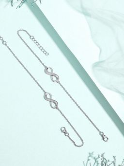 Zavya - Infinity Reflections Rhodium-Plated 925 Sterling Silver Bracelet with Cubic Zirconia