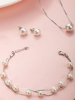 Zavya - Classic 925 Silver Freshwater Pearl Trio
