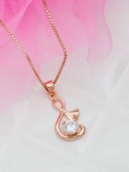 Zavya - Musical Solitaire 925 Silver Rose Gold Necklace