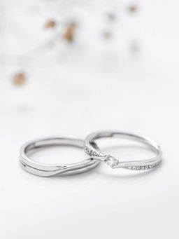 Zavya - Minimal CZ 925 Sterling Silver Couple Ring