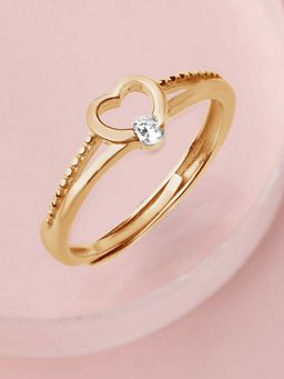 Zavya - Heartfelt Love Adjustable Gold-Plated 925 Sterling Silver Ring with Cubic Zirconia