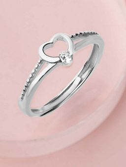 Zavya - Eternal Love 925 Sterling Silver Rhodium Plated Heart Ring