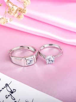 Zavya - Endless Love Rhodium-Plated 925 Sterling Silver Couple Ring