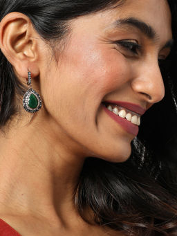 Sohi - Green Contemporary Drop Earrings