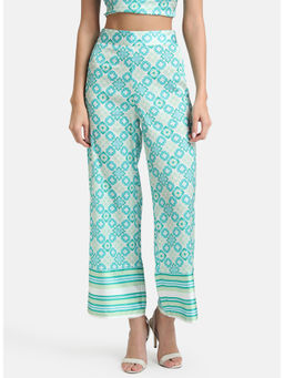 Kazo - Green Printed Trouser With Stripe Border