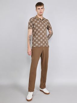 Monte Carlo - Mens Regular Fit Printed Brown Co-Ord Set