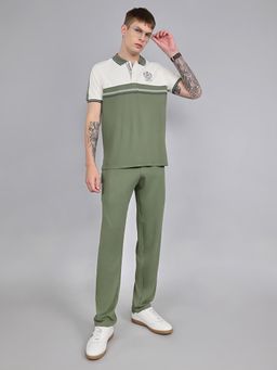 Monte Carlo - Mens Regular Fit Half Sleeve Solid Collar Green Co-Ord Set