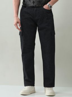 AD By Arvind - Textured Comfort Fit Cargo Pocket Trouser