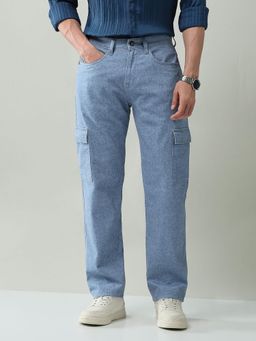 AD By Arvind - Textured Comfort Fit Cargo Pocket Trouser