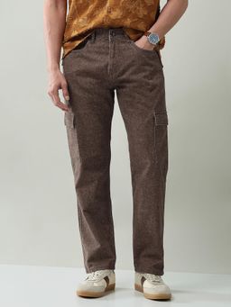 AD By Arvind - Textured Comfort Fit Cargo Pocket Trouser